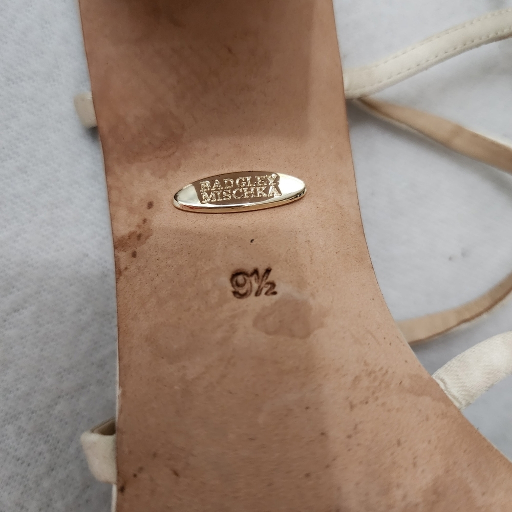 Badgley Mischka Rose Gold Jeweled Ankle-Strap Heels - Picture 8 of 10